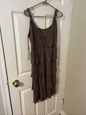 INC International Concepts Brown Tiered Maxi Dress
